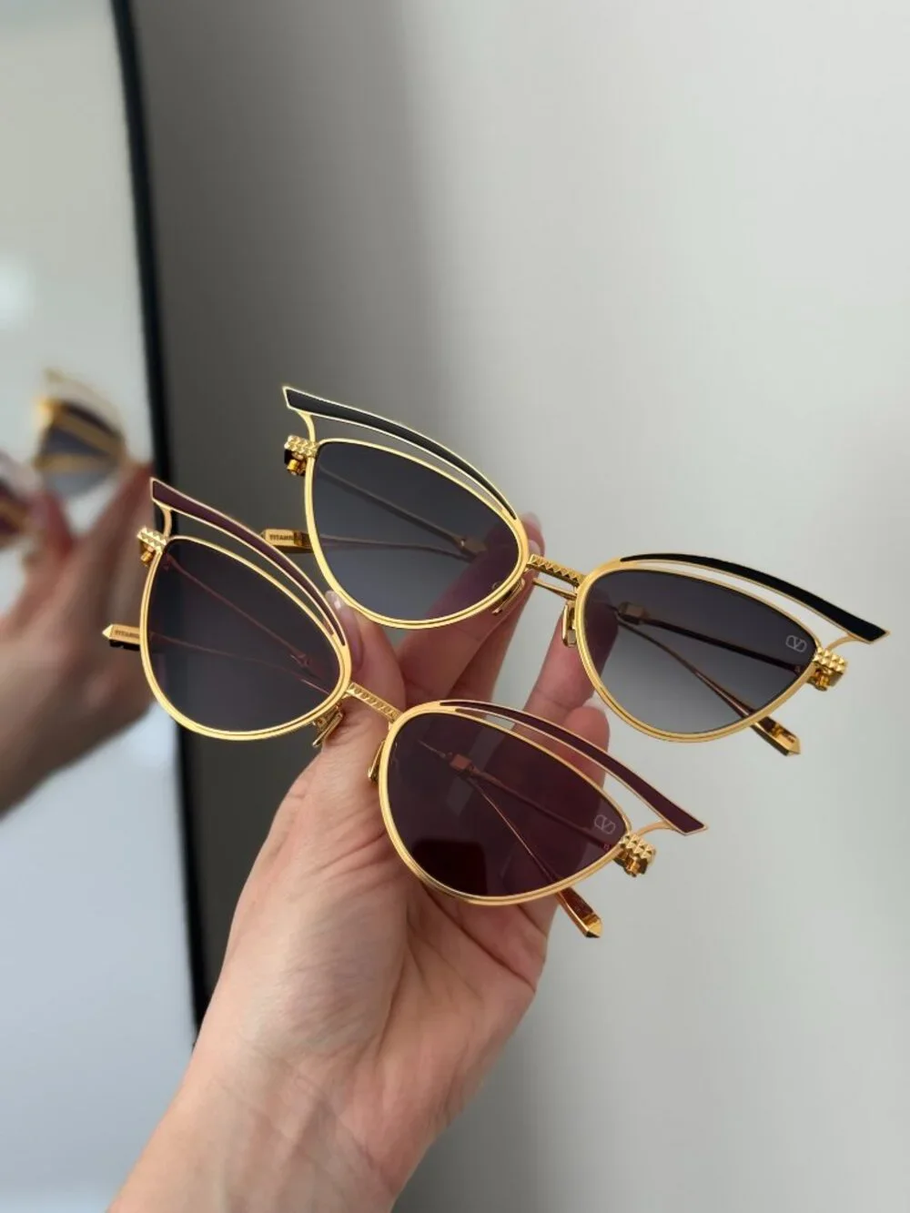Valentino Women Sunglasses Titanium Gold Bordeaux Cat Eye V - GLASSLINER VLS-118